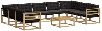 vidaXL Outdoor-Sofagarnitur mit Kissen 10-tlg., Wei&szlig;/Schwarz (3389082)