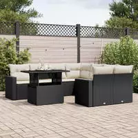vidaXL 9-tlg. Garten-Sofagarnitur mit Kissen Braun Poly Rattan