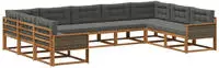 vidaXL Outdoor-Sofagarnitur mit Kissen 9 pcs Natur und Anthrazit