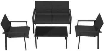 Costway Polyrattan Gartenm&ouml;bel Set 4-tlg. f&uuml;r 4 Personen, schwarz (ZB33880PW+DE)