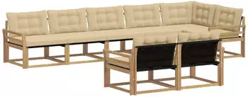 vidaXL Outdoor-Sofagarnitur mit Kissen 8-tlg., Wei&szlig;/Beige (3388807)