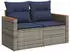vidaXL Gartensofa-Set 6-teilig mit Kissen, Polyrattan, Grau (3226005)