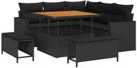 vidaXL Gartensofa-set mit Kissen 9 pcs Schwarz Poly-Rattan
