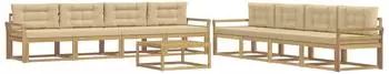 vidaXL Outdoor-Sofagarnitur 9-tlg. Wei&szlig; & Beige 79x79x37cm (3386237)