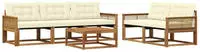 vidaXL Outdoor-Sofagarnitur mit Kissen 6 pcs Natur und Creme