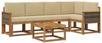 vidaXL Outdoor-Sofagarnitur 6 pcs Natur und Beige Massivholz Akazie