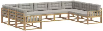 vidaXL Outdoor-Sofagarnitur mit Kissen 9-tlg. Wei&szlig;/Hellgrau (3387030)