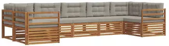 vidaXL Garten-Sofaset 7-teilig, Natur- und Hellgrau (3374041)