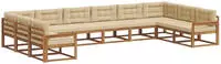 vidaXL Outdoor-Sofagarnitur mit Kissen 10 pcs Natur und Beige