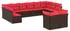 vidaXL Gartensofa-Set 12-teilig mit Kissen, Polyrattan, Braun (3218434)
