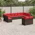 vidaXL Gartensofa-Set 12-teilig mit Kissen, Polyrattan, Braun (3218434)