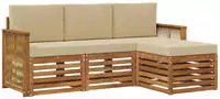 vidaXL Outdoor-Sofagarnitur mit Kissen 4 pcs Natur und Beige