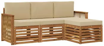 vidaXL Outdoor-Sofagarnitur mit Kissen 4-tlg., Natur/Beige (3384209)