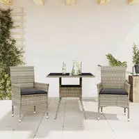 vidaXL 5-tlg. Garten-Essgruppe mit Kissen Hellgrau Poly Rattan Glas