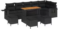 vidaXL Gartensofa-set 10 pcs Schwarz Poly-Rattan