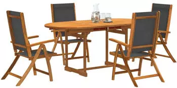 vidaXL Garten-Essgruppe 5-tlg. Akazienholz & Textilene (3279322)