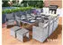 Swing & Harmonie Poly-Rattan Garten-Essgruppe 13-teilig, 1x Tisch + 8x Stühle + 4x Hocker, Grau