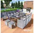 Swing & Harmonie Poly-Rattan Garten-Essgruppe 13-teilig, 1x Tisch + 8x Stühle + 4x Hocker, Grau