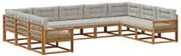 vidaXL Outdoor-Sofagarnitur mit Kissen 9 pcs Nat&uuml;rlich und Hellgrau