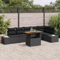 vidaXL Garten Essgruppe mit Kissen 7 pcs Schwarz und Braun