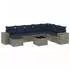 vidaXL Gartensofa-Set 9-teilig mit Kissen, Polyrattan, Grau (3222970)