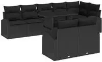 vidaXL Gartensofa-set mit Speicher 9 pcs Schwarz Poly-Rattan