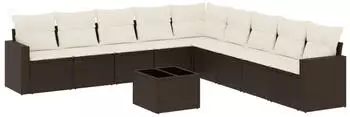 vidaXL Garten-Sofagarnitur 10-tlg. mit Kissen Poly Rattan Braun (3251440)