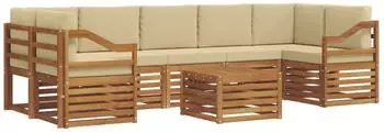 vidaXL Outdoor-Sofagarnitur 8-tlg. Akazien-Massivholz Natur/Beige (3374548)