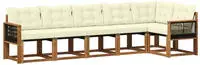 vidaXL Outdoor-Sofagarnitur mit Kissen 6 pcs Natur und Creme