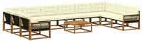 vidaXL Outdoor-Sofagarnitur mit Kissen 11 pcs Natur und Creme