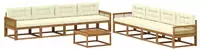 vidaXL Outdoor-Sofagarnitur mit Kissen 9 pcs Natur und Creme