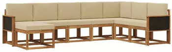 vidaXL Outdoor-Sofagarnitur 8-tlg. Akazienholz Natur/Beige (3385444)