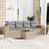 vidaXL Garten-Sofagarnitur 4-tlg. mit Kissen Poly Rattan Beige (3254616)