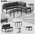 Melko Ecklounge-Set Aluminium 5-teilig mit Hocker & Beistelltisch, wetterfest (50008055)
