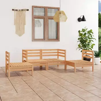 vidaXL Garten-Lounge-Set 4-tlg. Kiefer Massivholz (3082522)