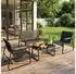 Mondeer Gartenmöbel Set 4-teilig, Metall & Textilene, Holz-Armlehnen, Schwarz