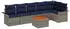 vidaXL Gartensofa-Set 7-tlg. Poly-Rattan Grau und Marineblau (3356008)