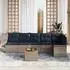vidaXL Gartensofa-Set 7-tlg. Poly-Rattan Grau und Marineblau (3356008)