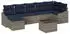 vidaXL Gartenlounge-Set mit Kissen Poly-Rattan Grau/Marineblau (3355494)
