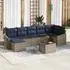 vidaXL Gartenlounge-Set mit Kissen Poly-Rattan Grau/Marineblau (3355494)