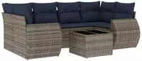 vidaXL 7-teiliges Gartensofa-Set mit Kissen, grau, Polyrattan