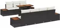vidaXL Garten-Sofa-Set mit Speicher 8 pcs Schwarz Poly Rattan