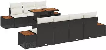 vidaXL Garten-Sofa-Set mit Stauraum 8-tlg. Poly Rattan Schwarz (3358776)