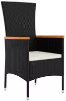 vidaXL 3-tlg. Garten-Essgruppe mit Kissen Schwarz Poly Rattan