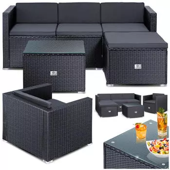 Kesser Aruba Polyrattan Lounge-Set 4-5 Personen, Anthrazit (23154_mfn)