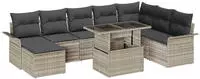 vidaXL Garten-Sofa-Set mit Kissen mit Speicher 9 pcs Hellgrau