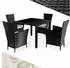 Casaria Polyrattan Sitzgruppe 4 Stapelstühle Tisch 90x90cm WPC schwarz (996928)