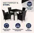 Casaria Polyrattan Sitzgruppe 4 Stapelstühle Tisch 90x90cm WPC schwarz (996928)