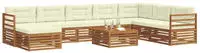 vidaXL Outdoor-Sofagarnitur 9 pcs Natur und Creme Massivholz Akazie