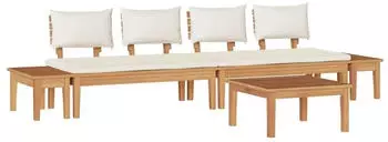 vidaXL Gartenlounge-Set 5-tlg., Braun & Creme